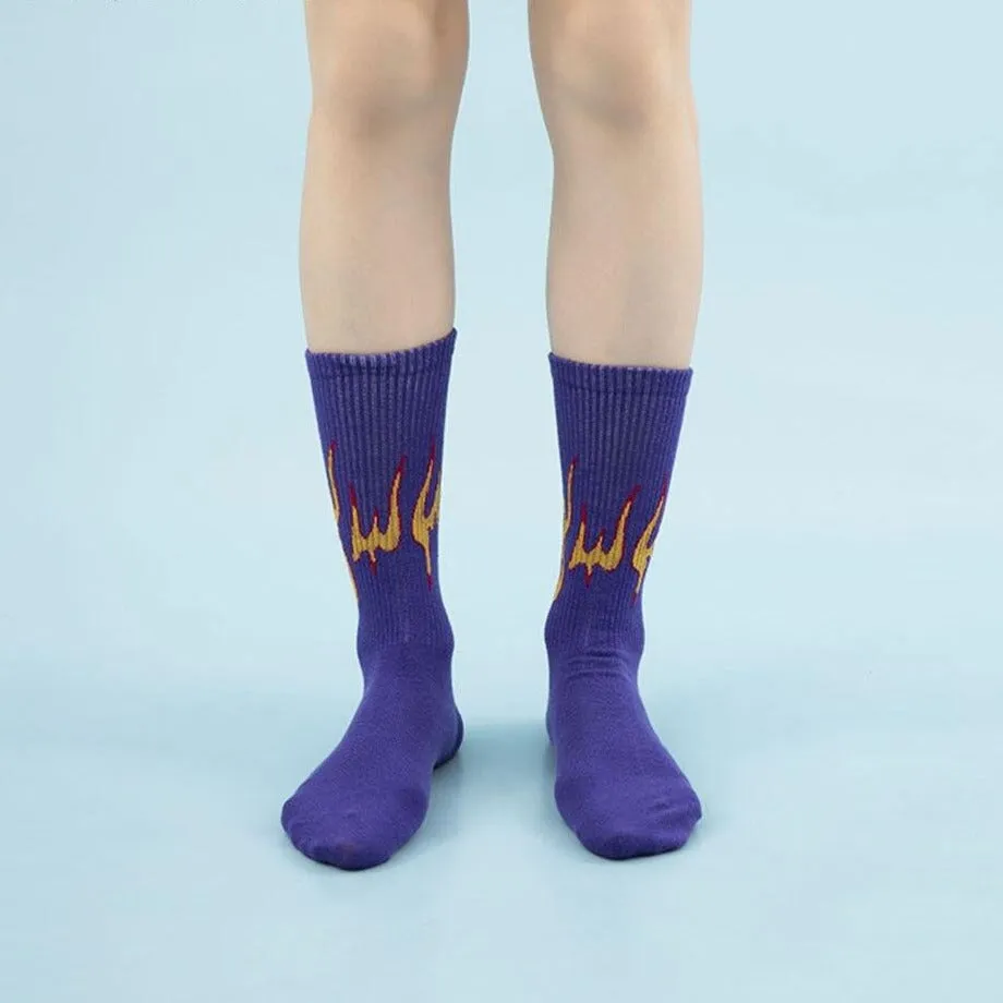 "FLAME" Chaussettes Montantes Noir streetwear - URB1™
