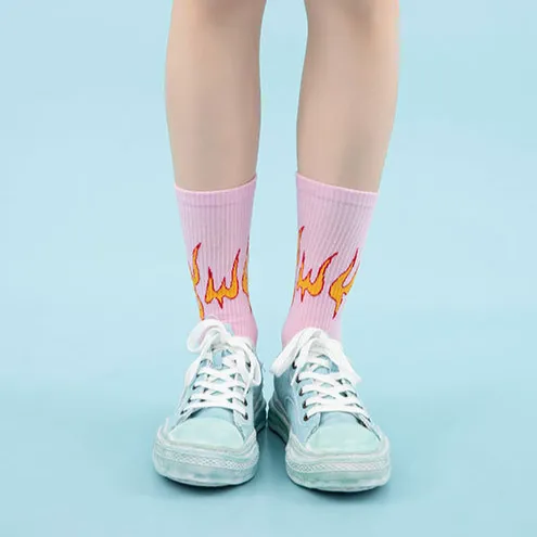 "FLAME" Chaussettes Montantes Noir streetwear - URB1™
