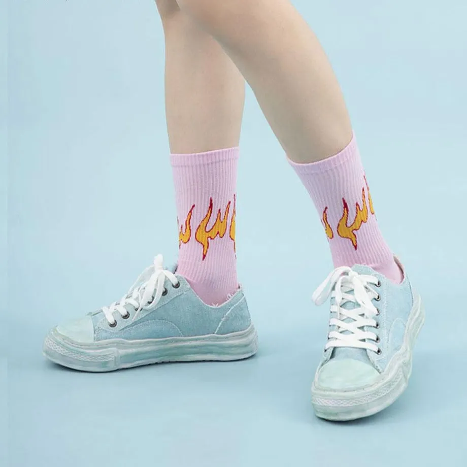"FLAME" Chaussettes Montantes Rose streetwear - URB1™