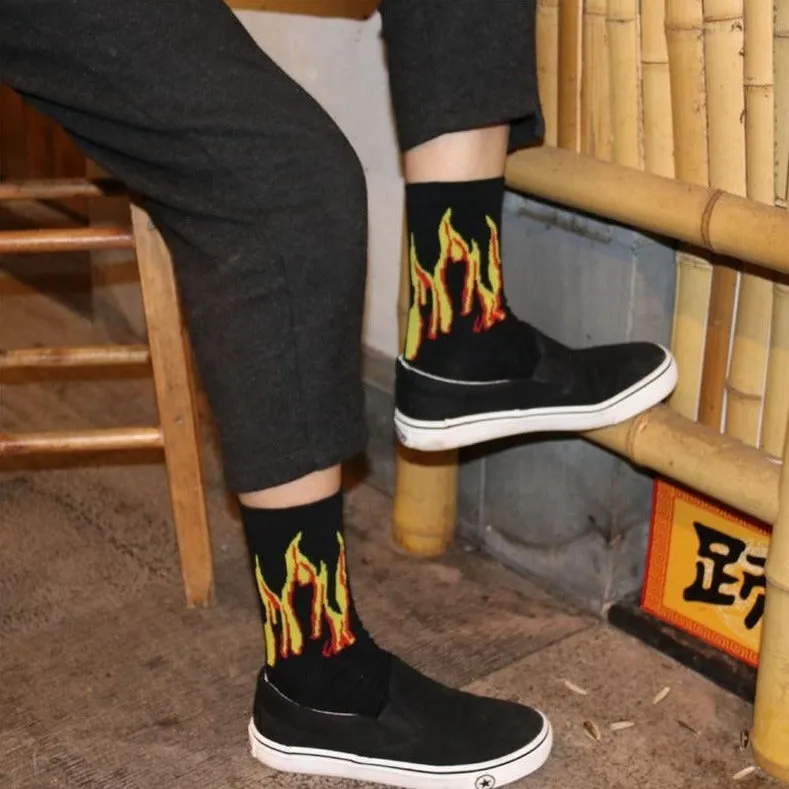 "FLAMMES" Chaussettes Violet Montantes Streetwear - URB1™