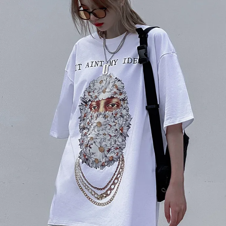 "IDEAL" T-shirt Oversize Gris Imprimé - URB1™