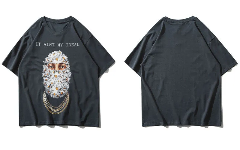 "IDEAL" T-shirt Oversize Gris Imprimé - URB1™