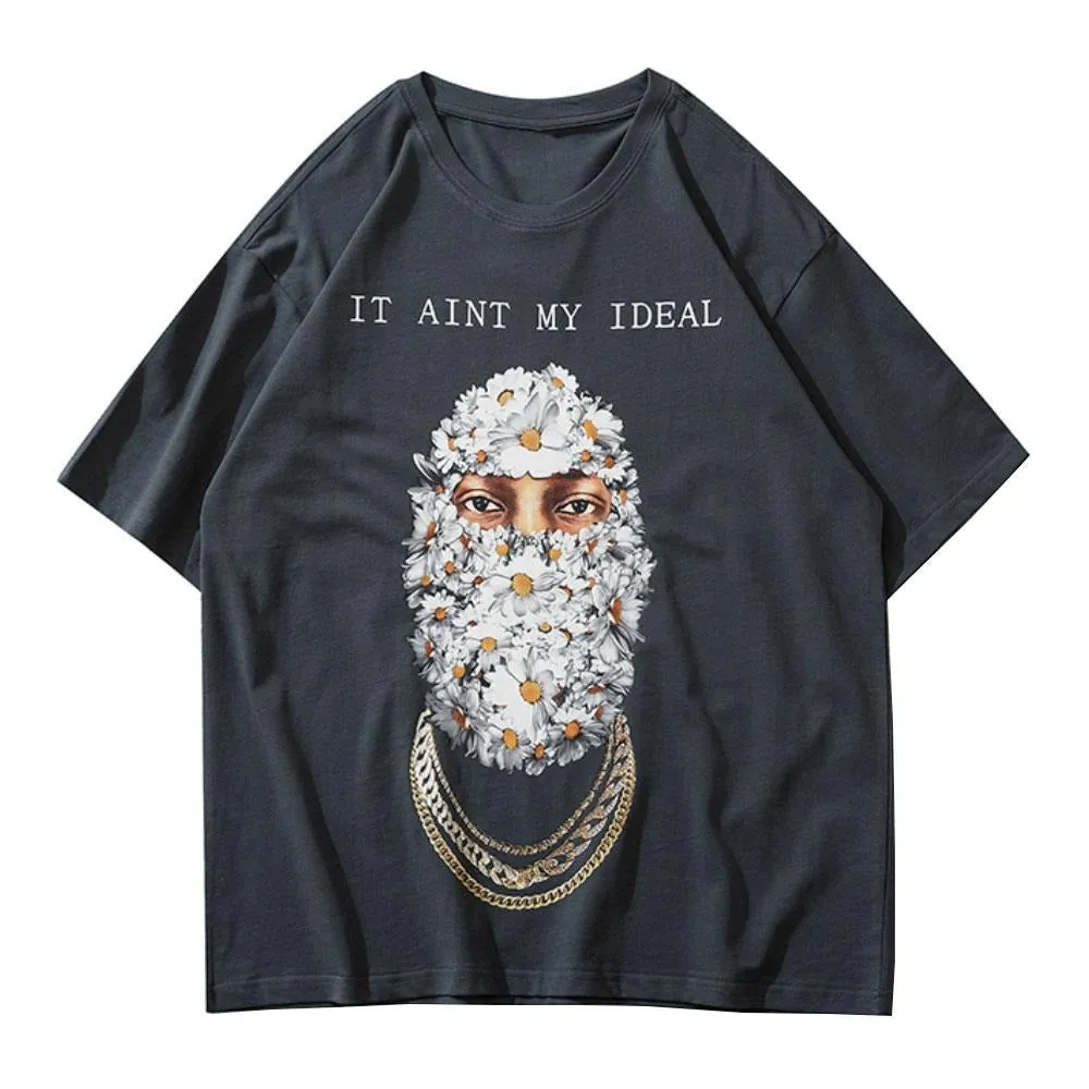 "IDEAL" T-shirt Oversize Gris Imprimé - URB1™