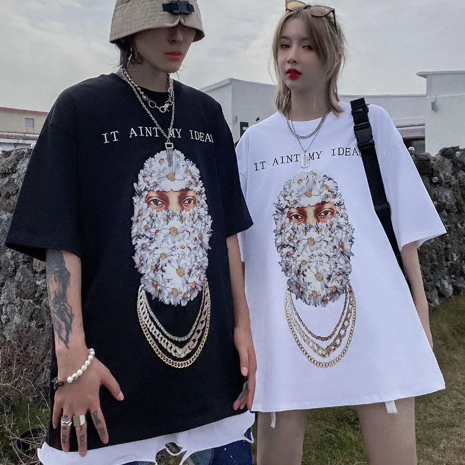 "IDEAL" T-shirt Oversize Gris Imprimé - URB1™