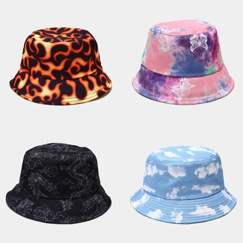 "NUAGES" Chapeau Bob Bleu et Blanc Imprimé - URB1™