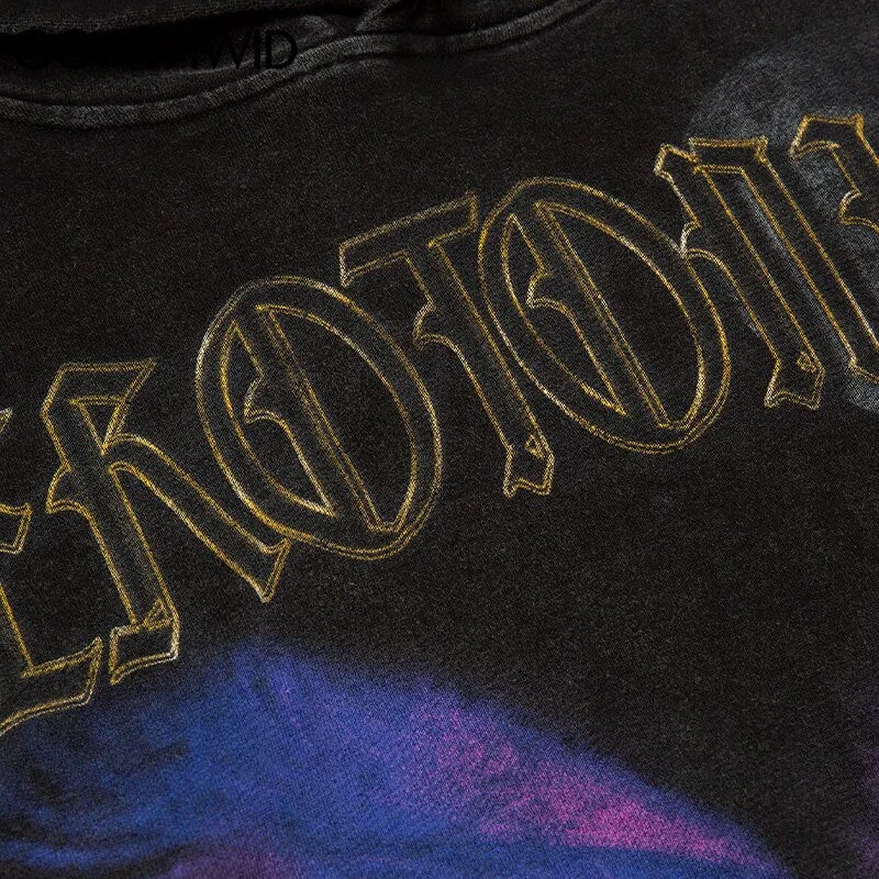 "SRTO" Sweat-shirt hoodie à capuche noir délavé imprimé - URB1™