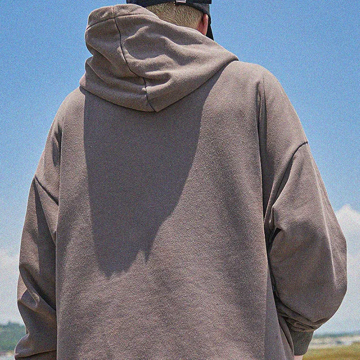 "SRTO" Sweat-shirt hoodie à capuche noir délavé imprimé - URB1™