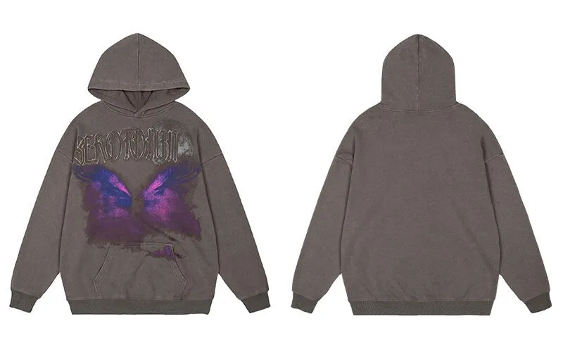 "SRTO" Sweat-shirt hoodie à capuche noir délavé imprimé - URB1™