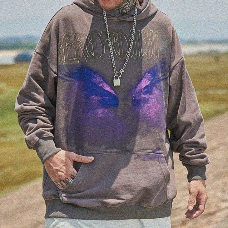 "SRTO" Sweat-shirt hoodie à capuche noir délavé imprimé - URB1™