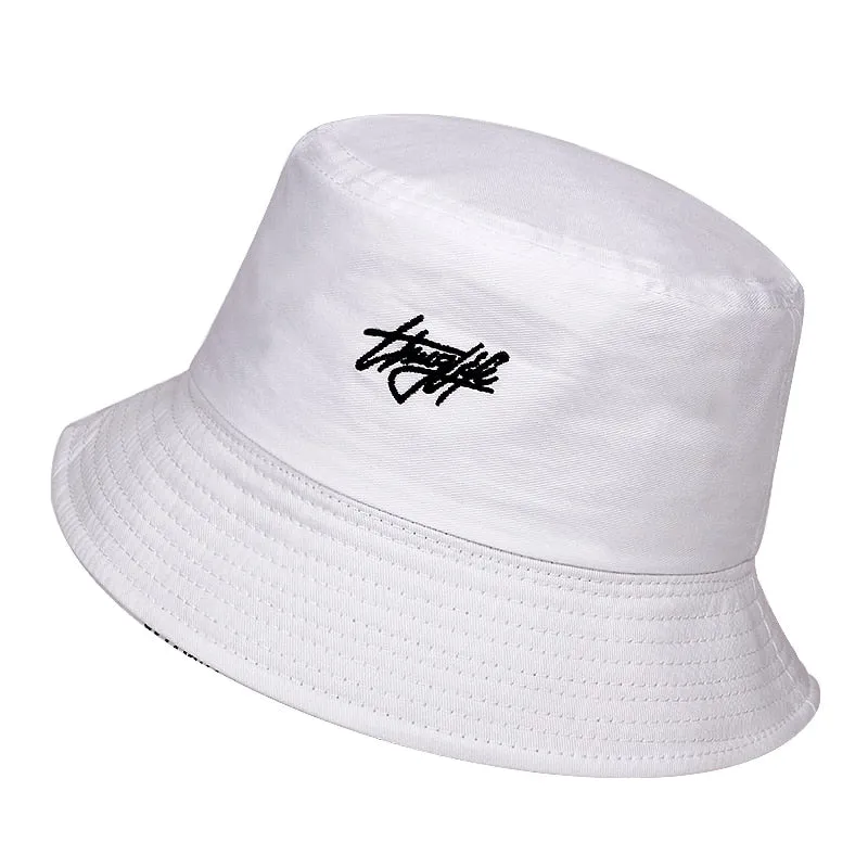 "THUG LIFE" Chapeau Bob Brodé Réversible Noir - URB1™