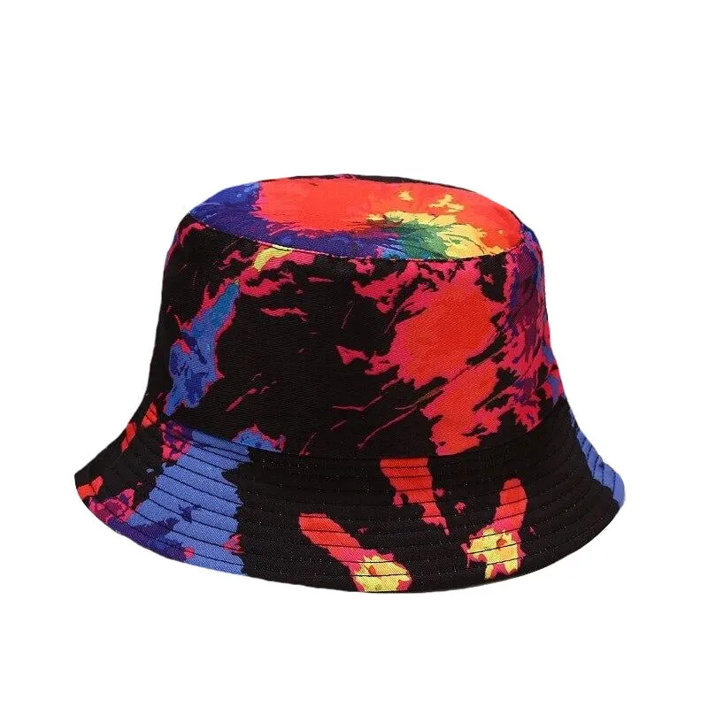"TIE AND DYE" Chapeau Bob Imprimé Blanc Bleu Violet - URB1™