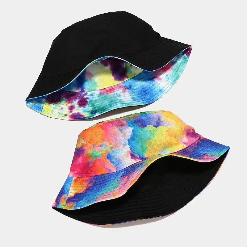 "TIE AND DYE" Chapeau Bob Imprimé Blanc Bleu Violet - URB1™