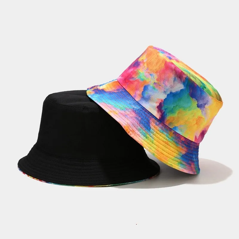 "TIE AND DYE" Chapeau Bob Imprimé Blanc Bleu Violet - URB1™
