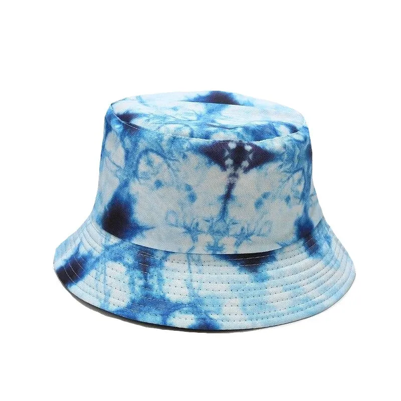 "TIE AND DYE" Chapeau Bob Imprimé Blanc Bleu Violet - URB1™