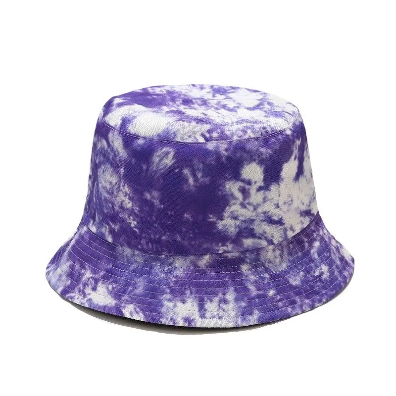 "TIE AND DYE" Chapeau Bob Imprimé Blanc Bleu Violet - URB1™