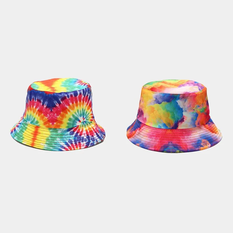 "TIE AND DYE" Chapeau Bob Imprimé Blanc Bleu Violet - URB1™