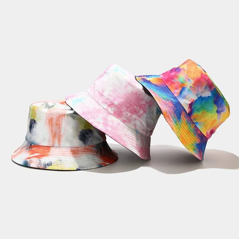 "TIE AND DYE" Chapeau Bob Imprimé Blanc Bleu Violet - URB1™