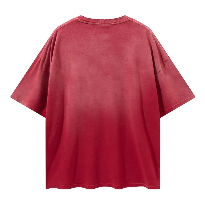 "Tie and dye" T-shirt Oversize Streetwear Rouge - URB1™