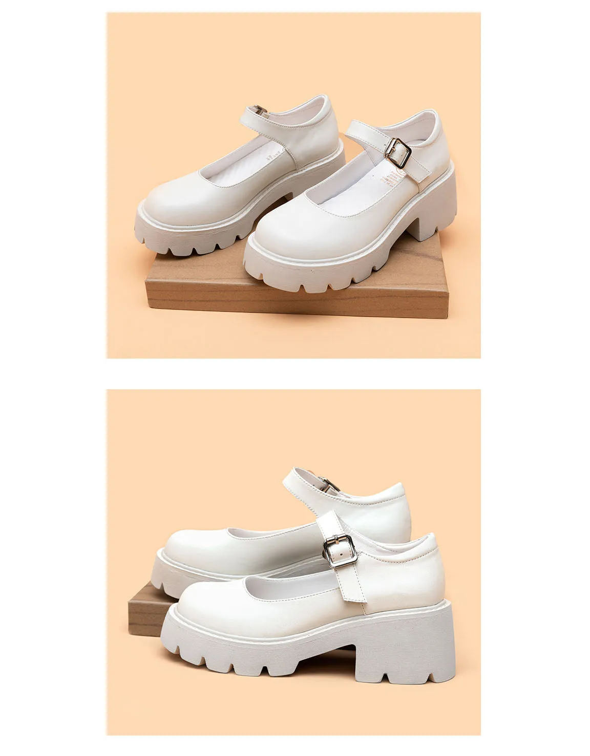 Real Leather Fashion Chunky Mary Janes Shoes