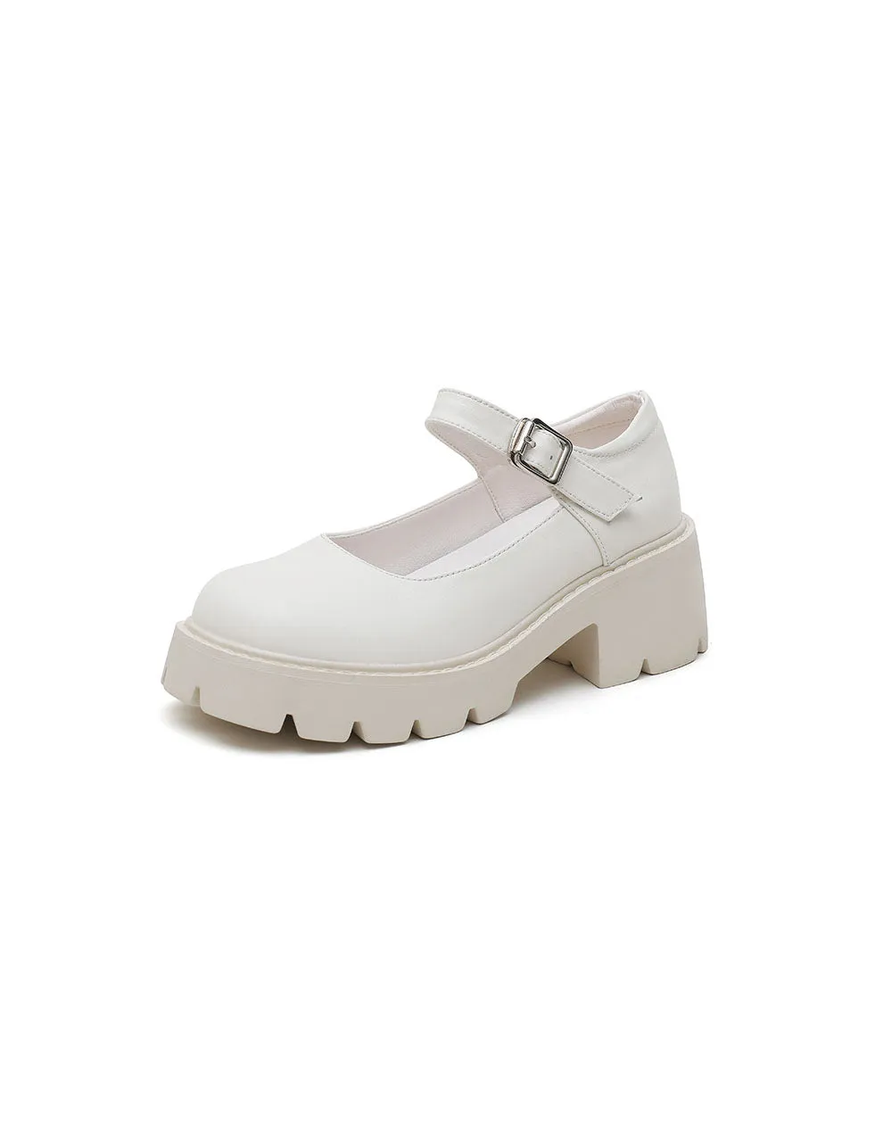 Real Leather Fashion Chunky Mary Janes Shoes