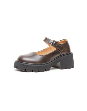 Real Leather Fashion Chunky Mary Janes Shoes