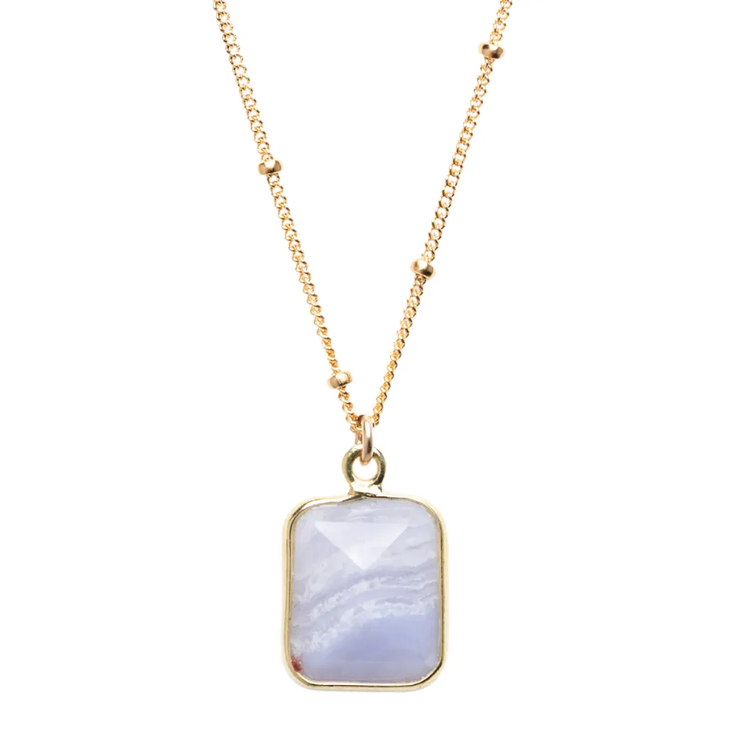 Rectangle Necklace in Blue Lace Agate