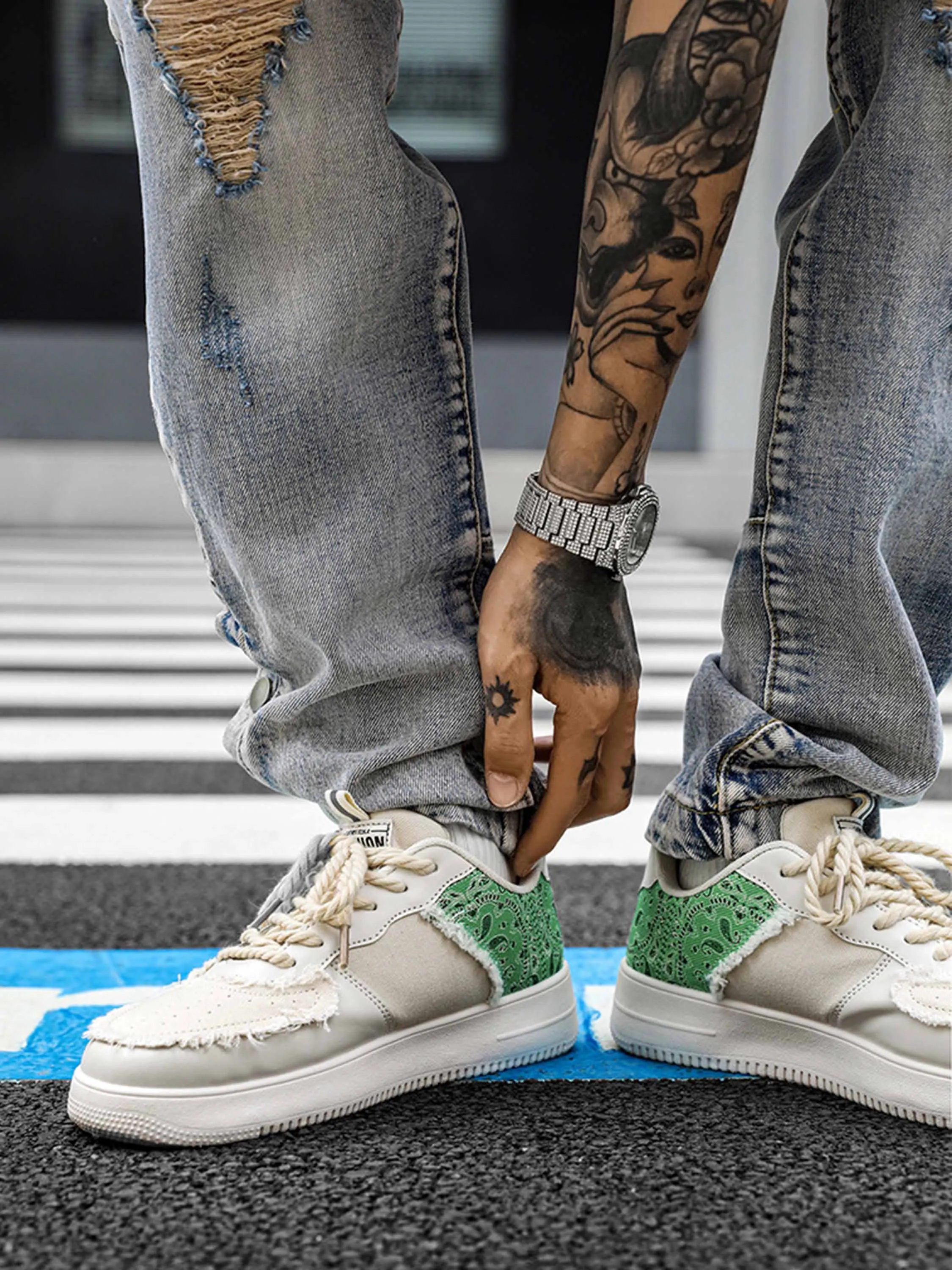 Retro High Street Men's Low Top Skate Casual Shoes