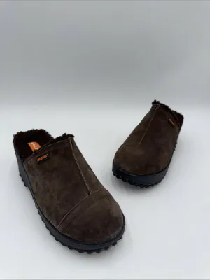 Rocket Dog Fran Nubuck Brown Leather Platform Fleece Lined Clogs Size 7.5 - Very Good