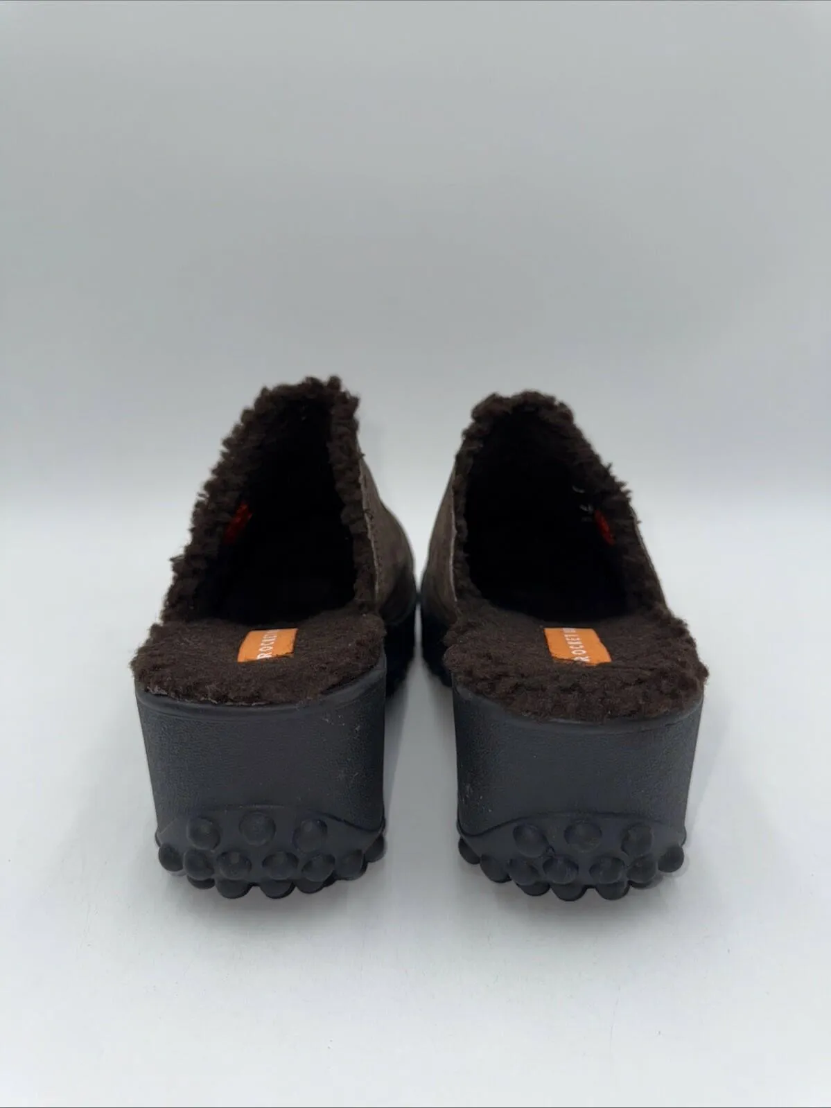 Rocket Dog Fran Nubuck Brown Leather Platform Fleece Lined Clogs Size 7.5 - Very Good