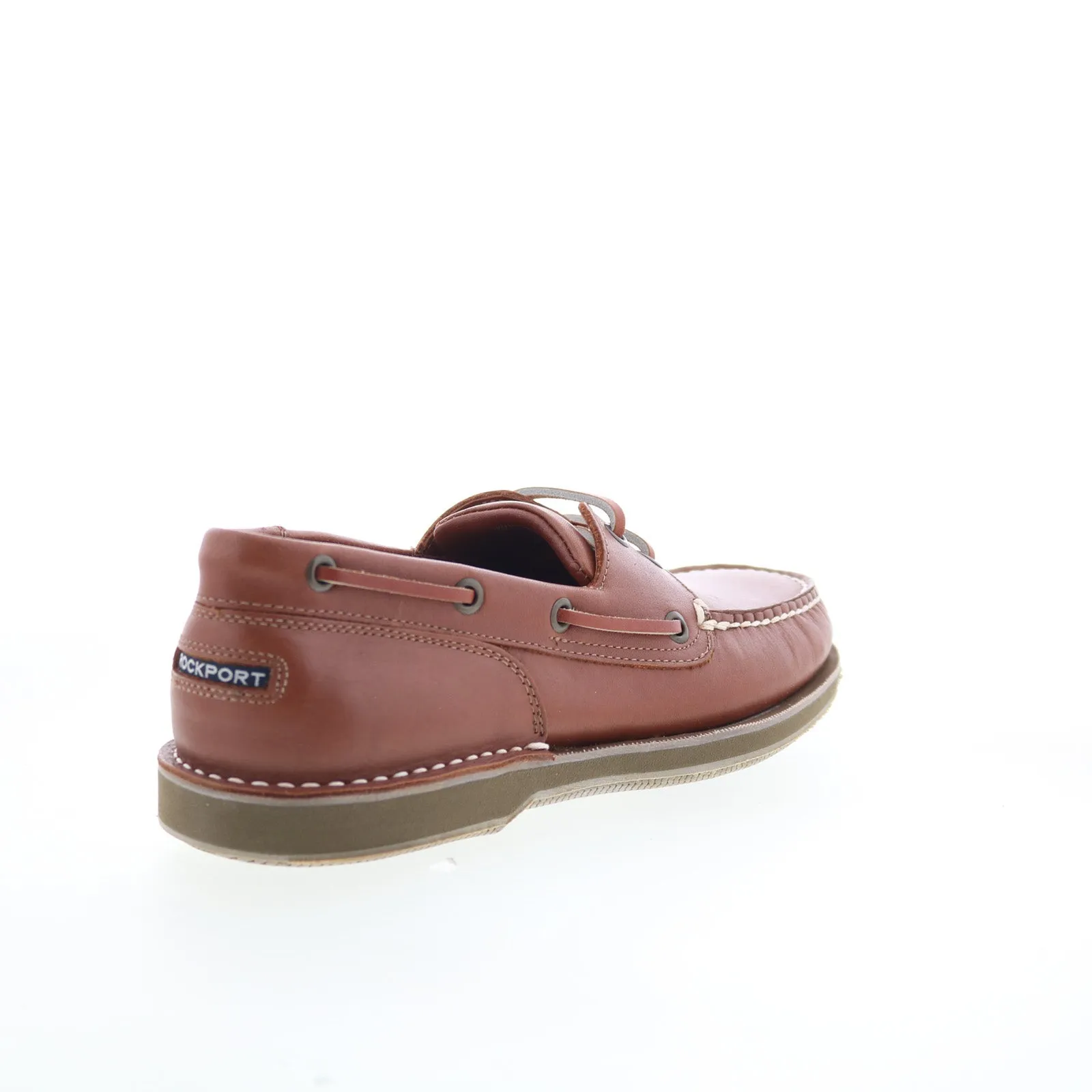 Rockport Perth K55031 Mens Brown Leather Wide Loafers & Slip Ons Boat Shoes