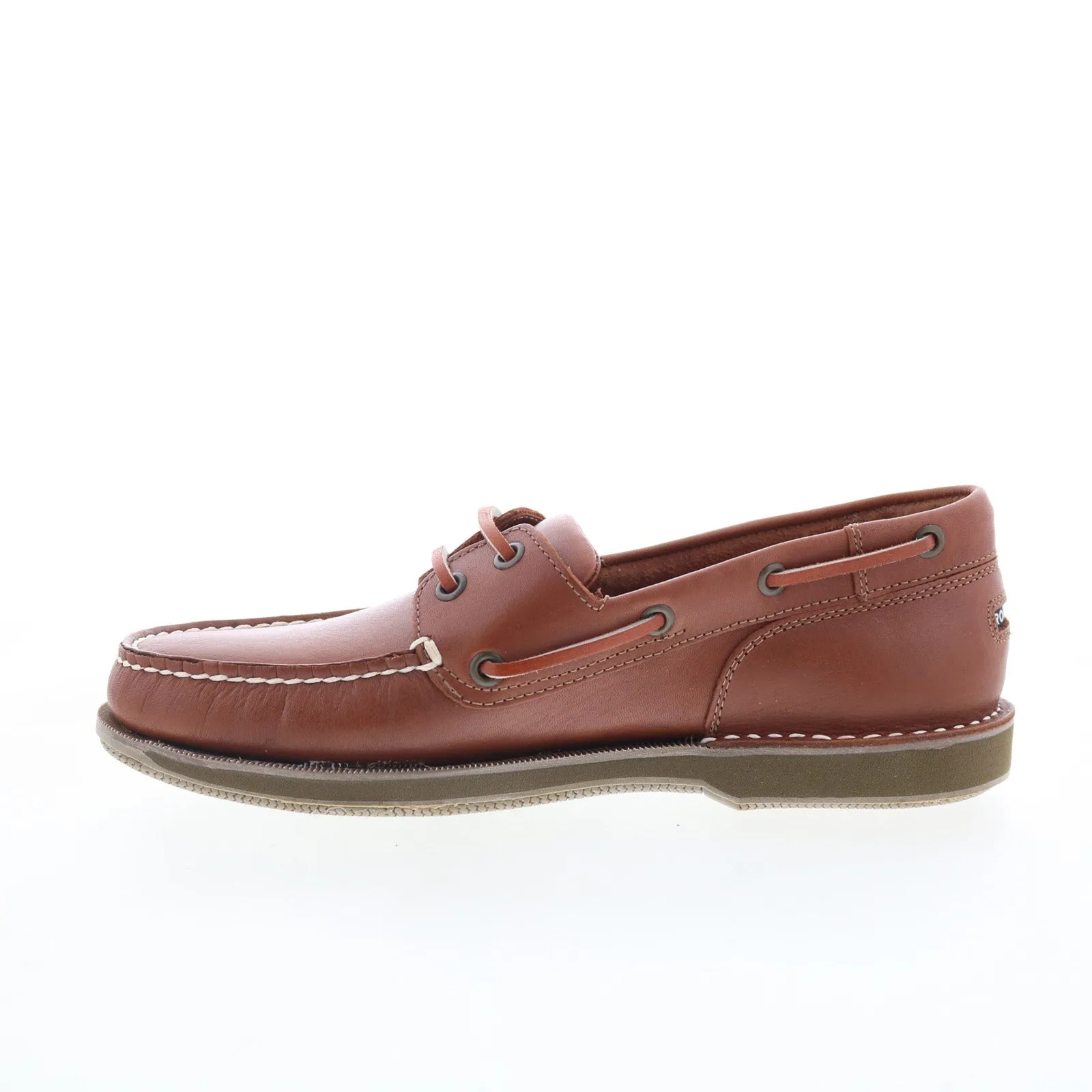Rockport Perth K55031 Mens Brown Leather Wide Loafers & Slip Ons Boat Shoes