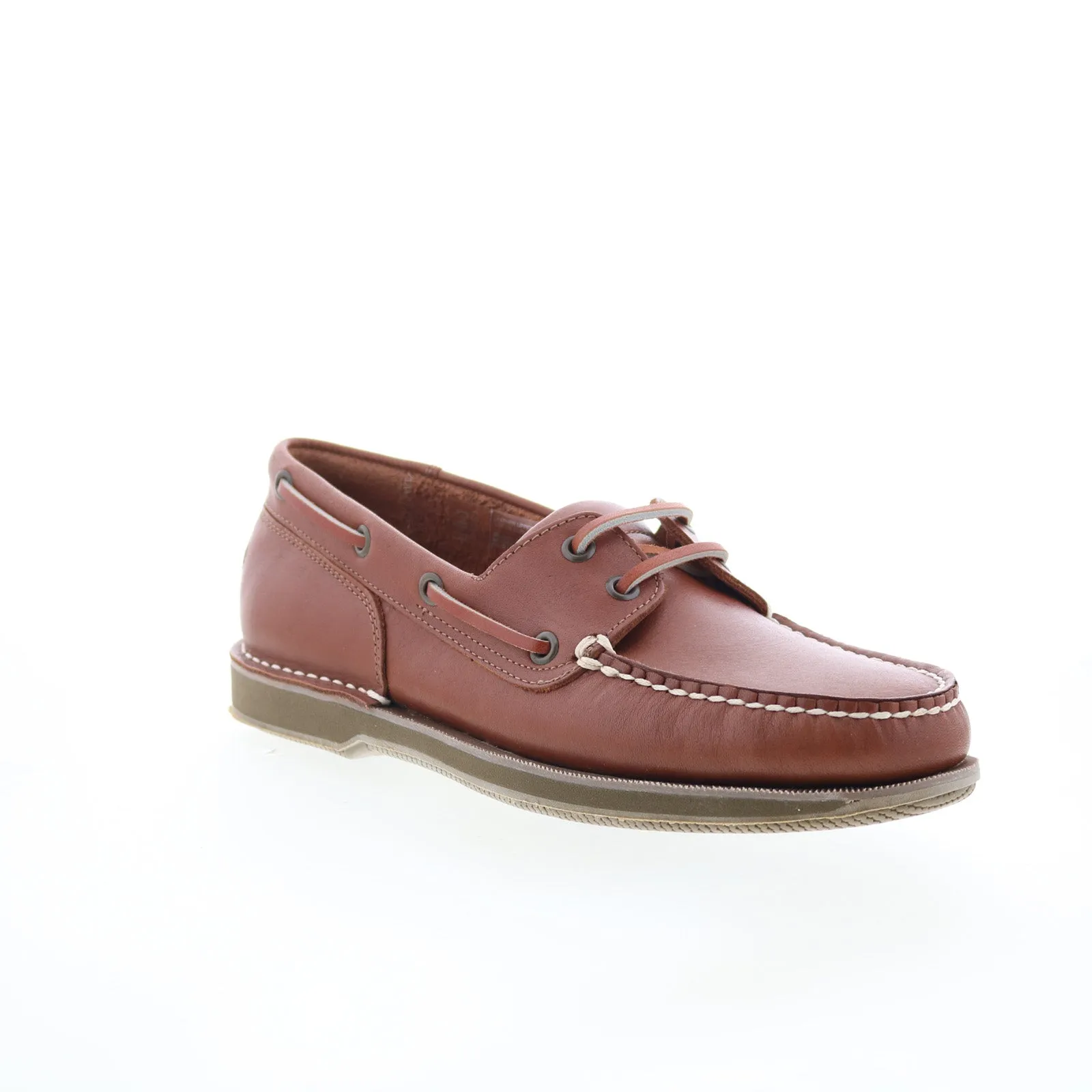 Rockport Perth K55031 Mens Brown Leather Wide Loafers & Slip Ons Boat Shoes