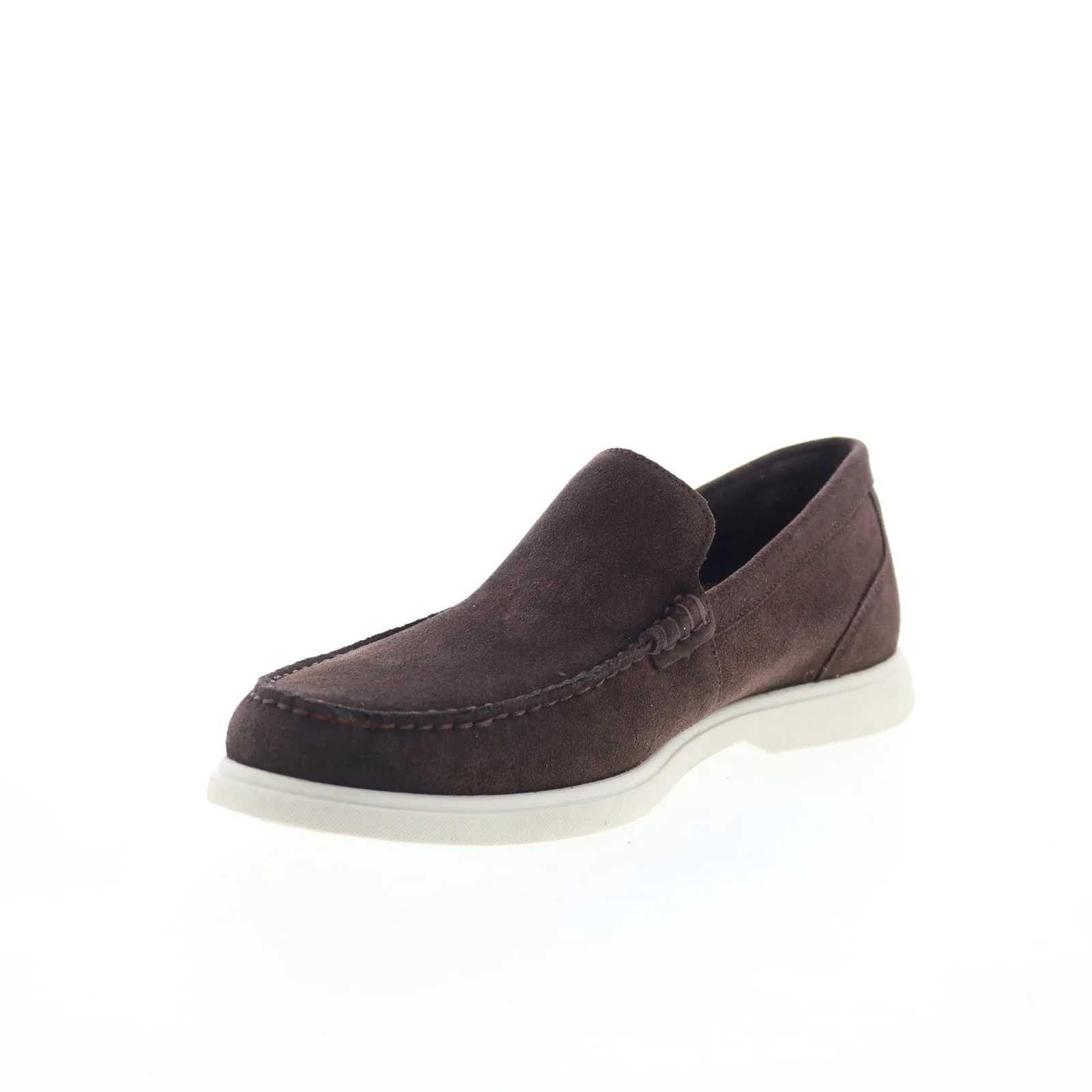 Rockport RM Jensen Mens Brown Wide Suede Loafers & Slip Ons Casual Shoes