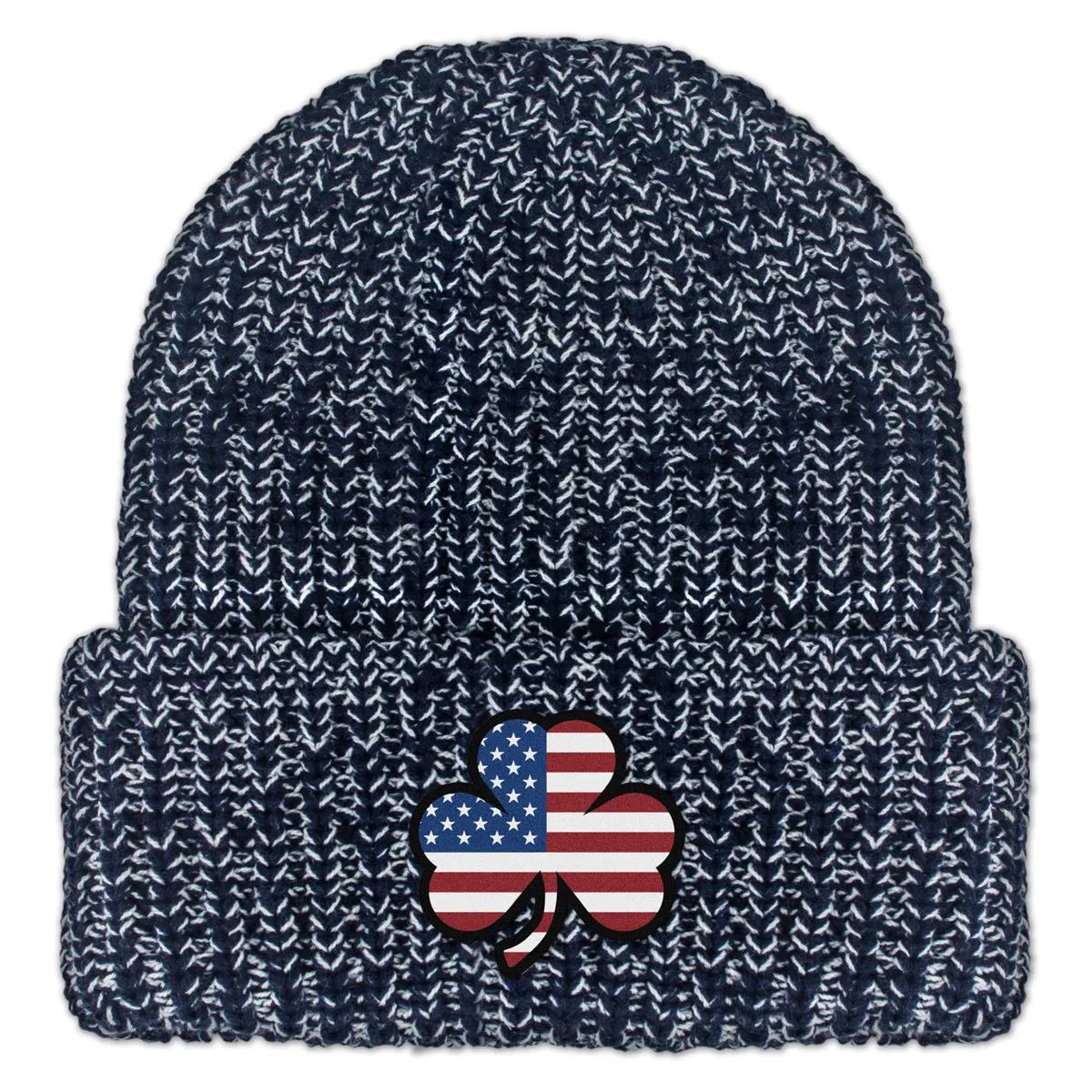 Shamrock Stars & Stripes Printed Patch Chunky Knit