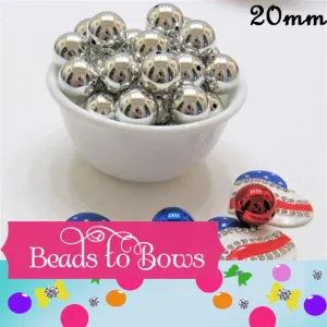 Shinny Silver 20mm Bubblegum Chunky Gumball Beads Bulk Supply beads, Chunky Beads Shiny UV plating Bubblegum Bead