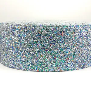 Silver Multicolor Chunky 3" Glitter Ribbon