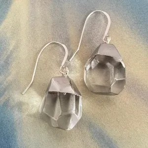 silver semi precious quartz hoops