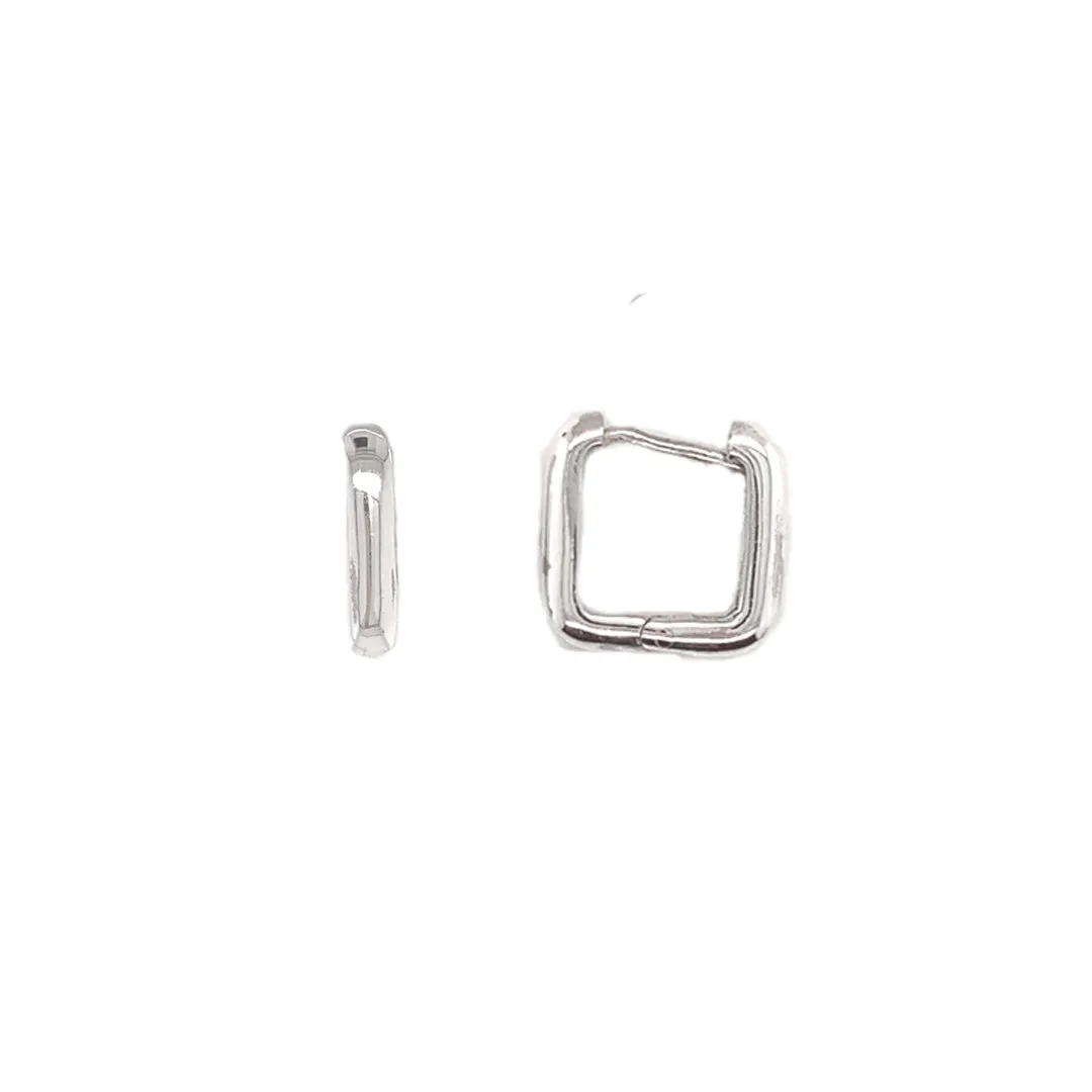 Silver Square Hoops