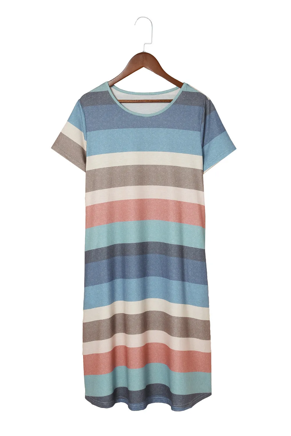 Sky Blue Striped Pocket Mini Dress