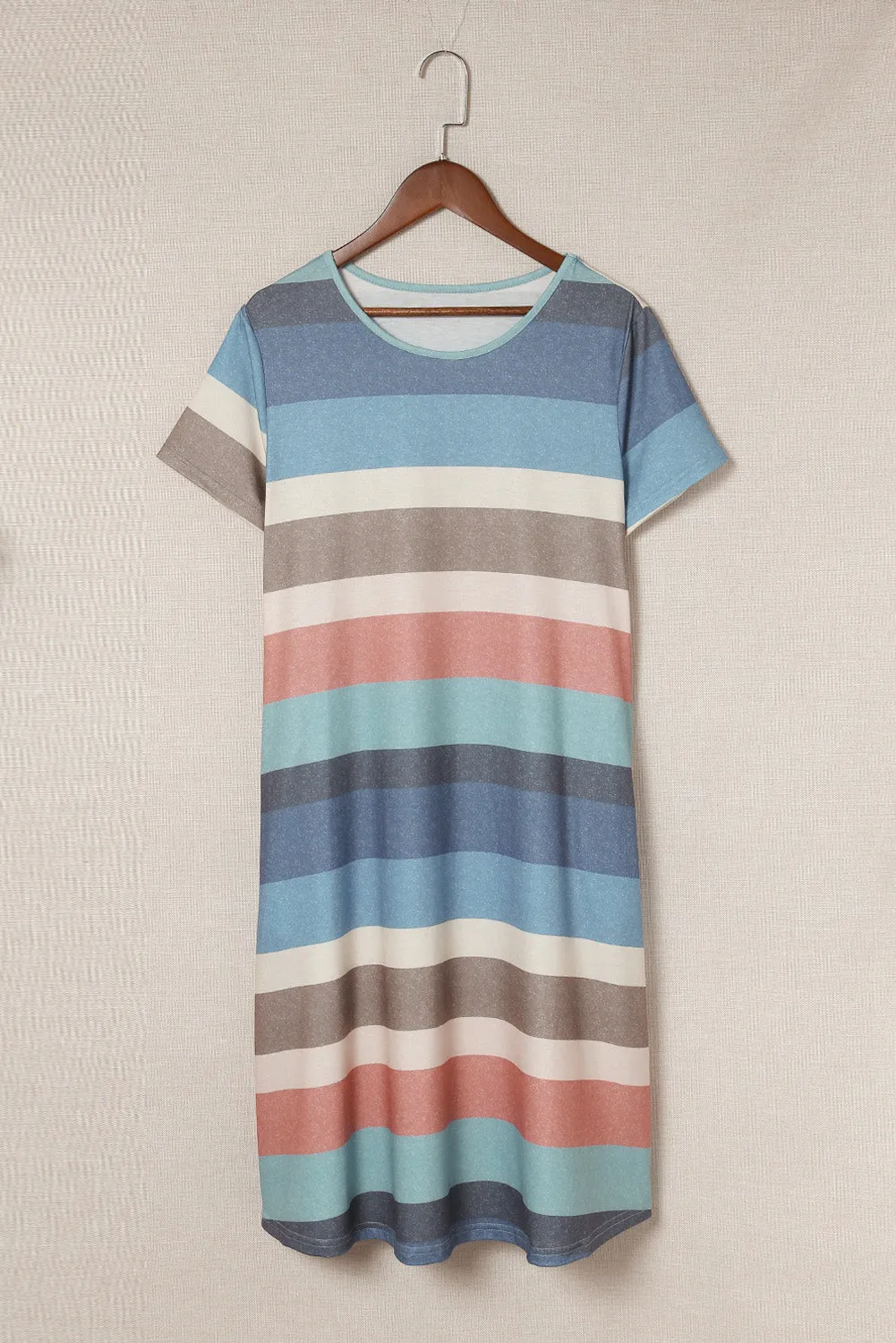 Sky Blue Striped Pocket Mini Dress