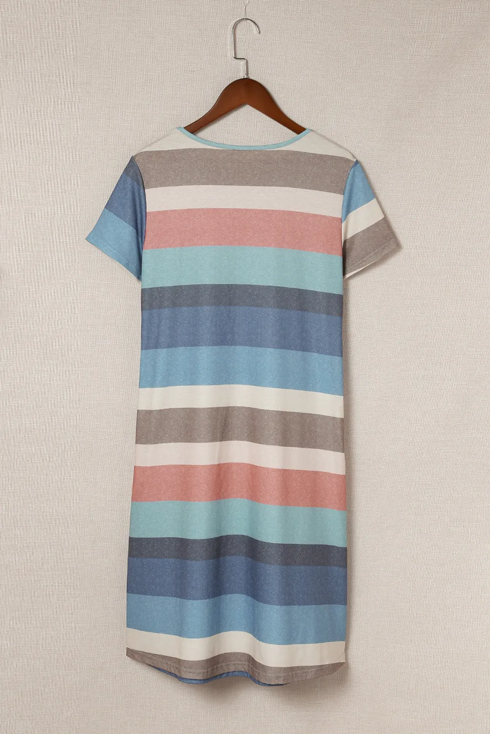Sky Blue Striped Pocket Mini Dress