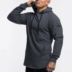 Solid Black Casual Hoodie