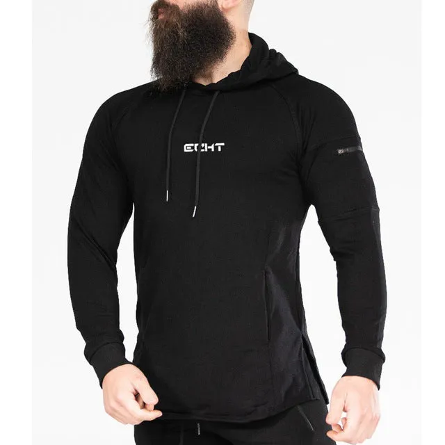 Solid Black Casual Hoodie