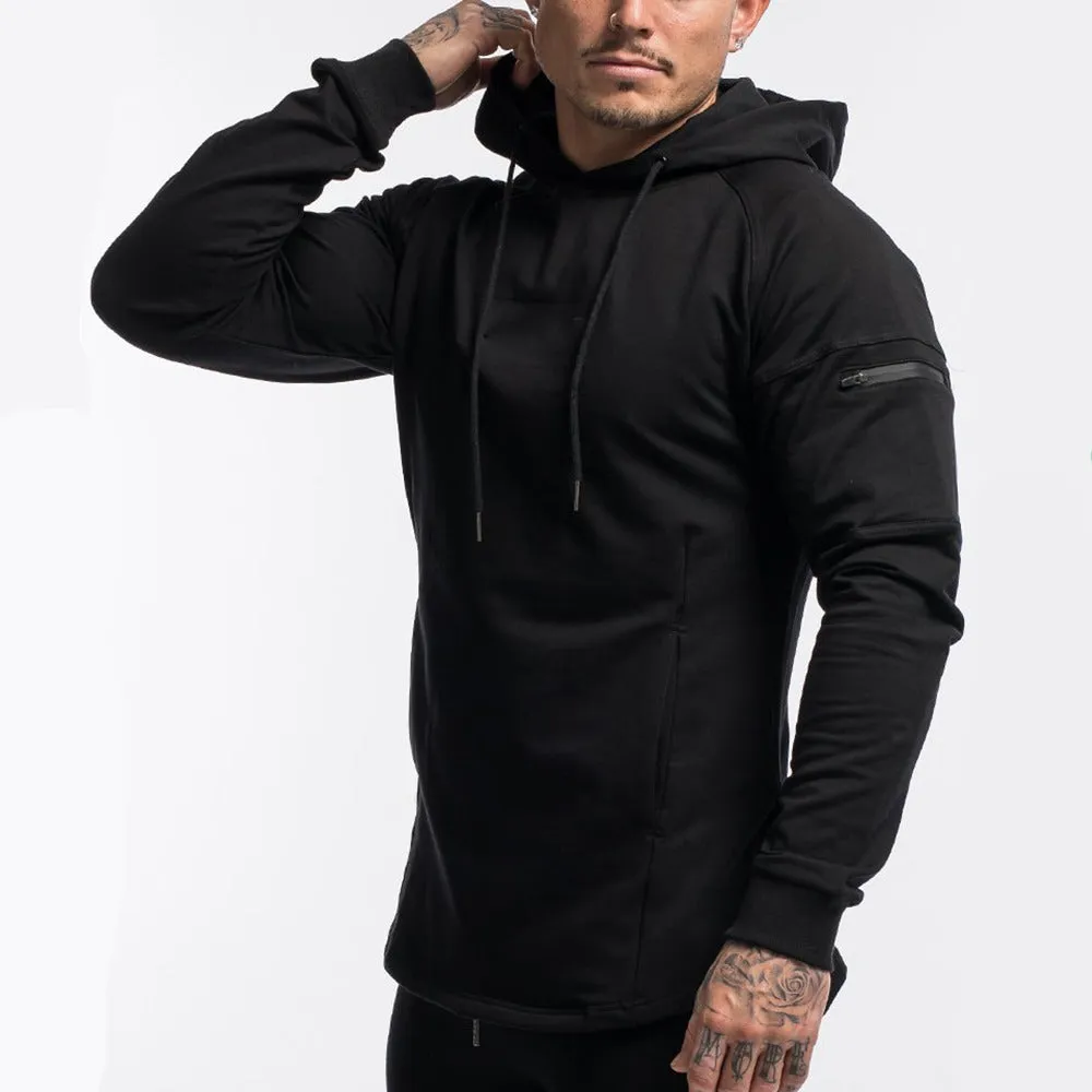 Solid Black Casual Hoodie