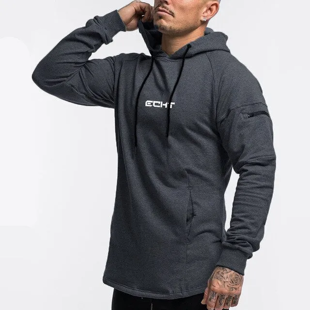 Solid Black Casual Hoodie