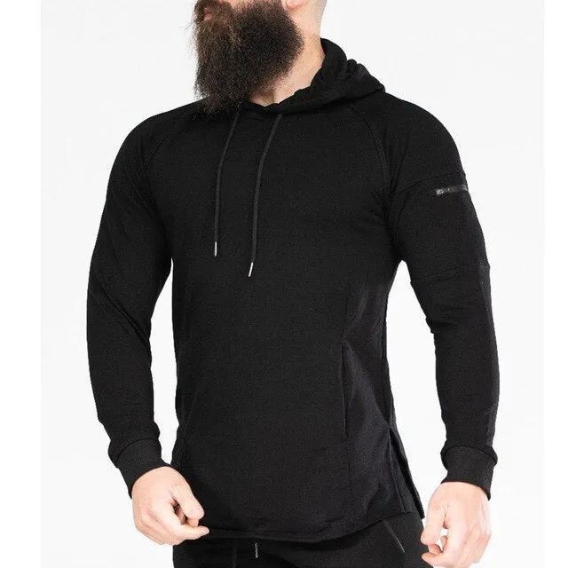 Solid Black Casual Hoodie