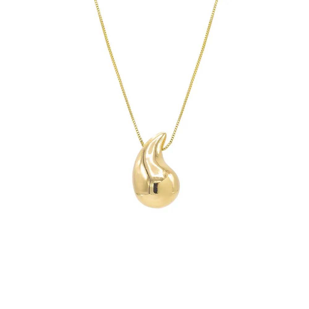 Solid Chunky Teardrop Pendant Necklace