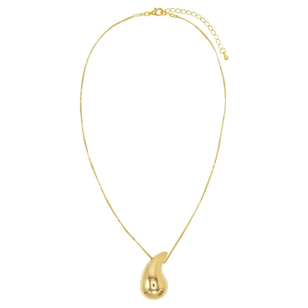 Solid Chunky Teardrop Pendant Necklace