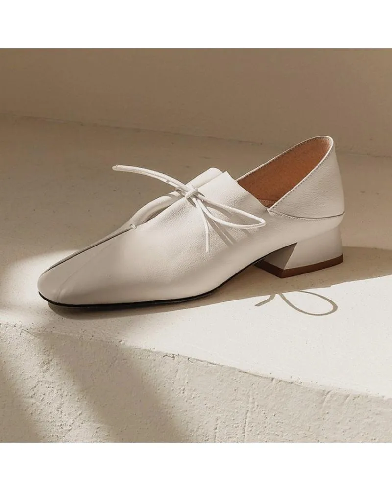 Solid Square Toes Heeled Oxford Shoes