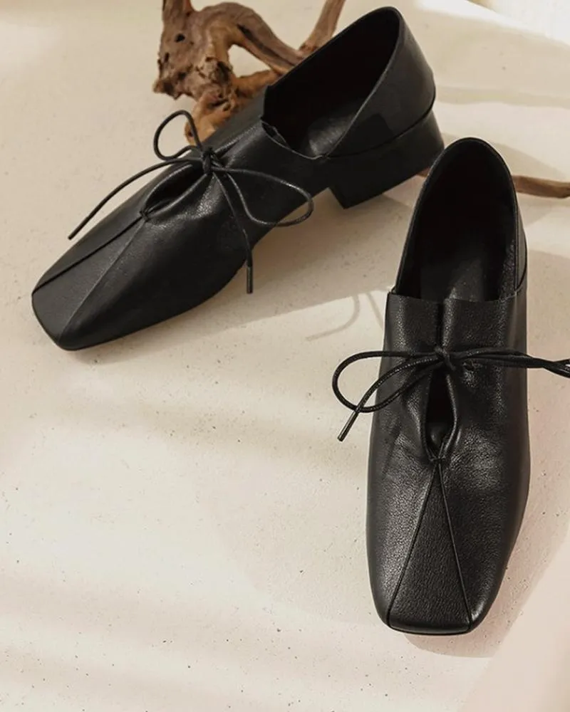 Solid Square Toes Heeled Oxford Shoes